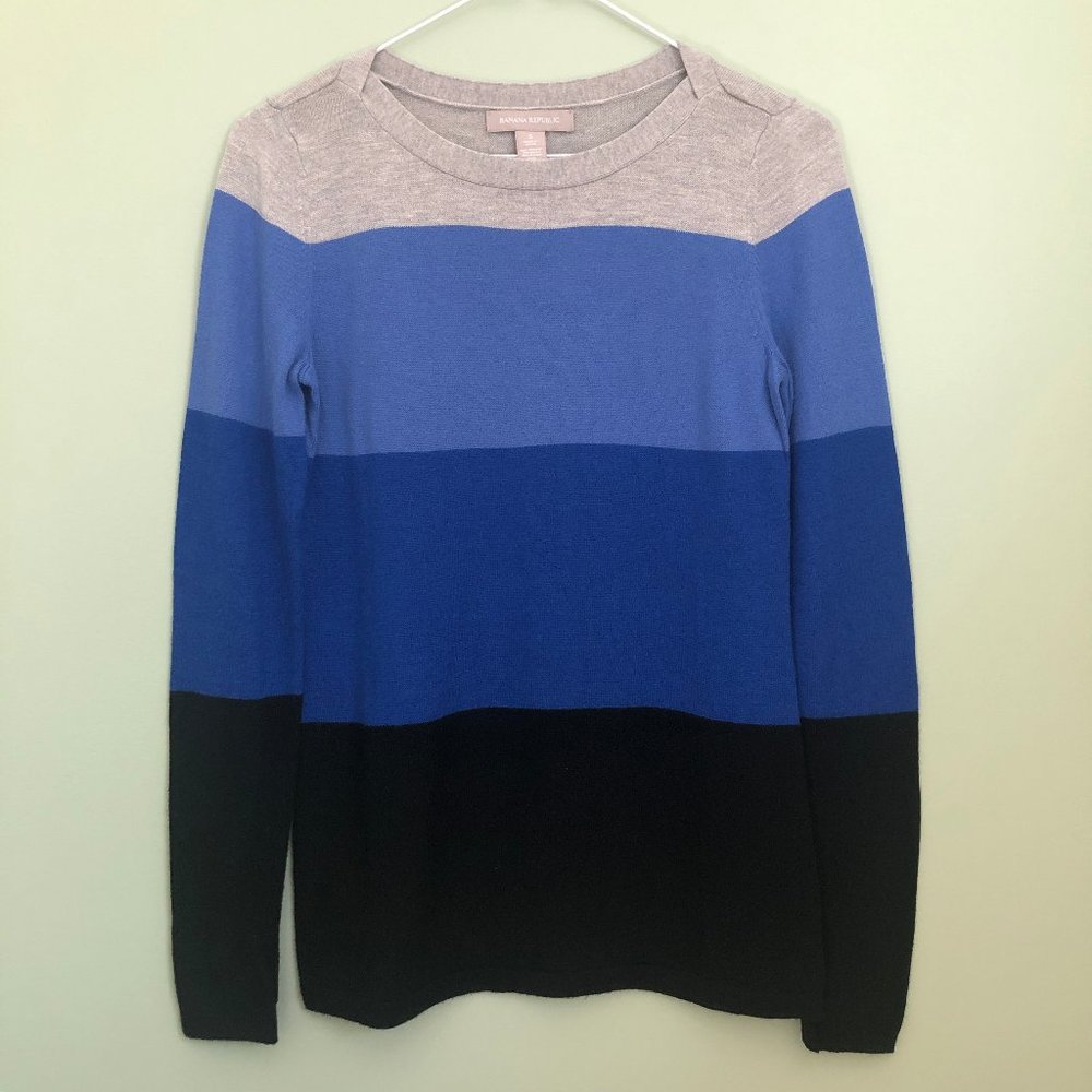 Banana Republic Women Merino Blend Colorblock Stripe Sweater